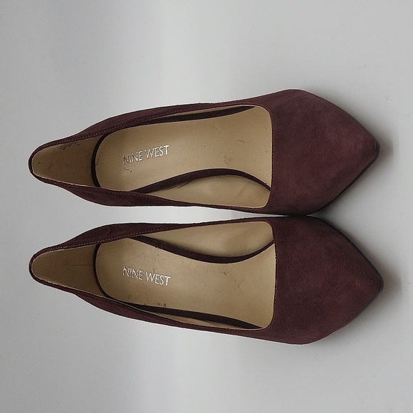 1752- Nine West Tatiana Suede Women's Heel Size 8 Wine Color - Picture 3 of 10